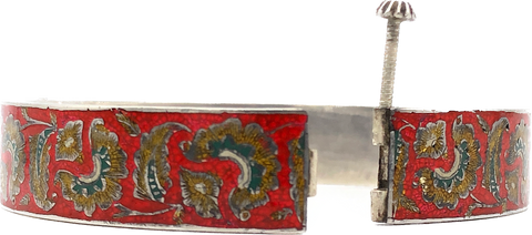 Antique Sterling Cloisonné Pin Hinge Bangle