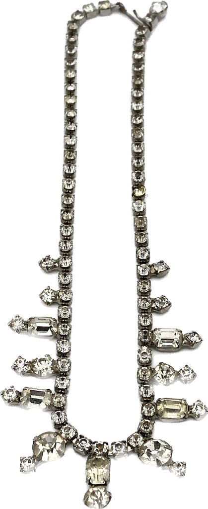 Rhinestone Alternating Drops Choker Necklace