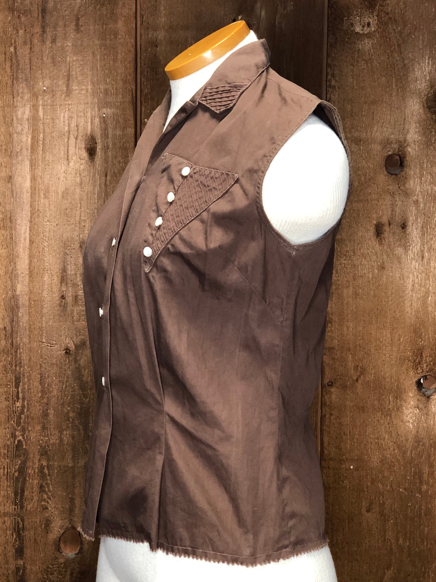 50s Ess-Cee Brown Pintuck Top        M