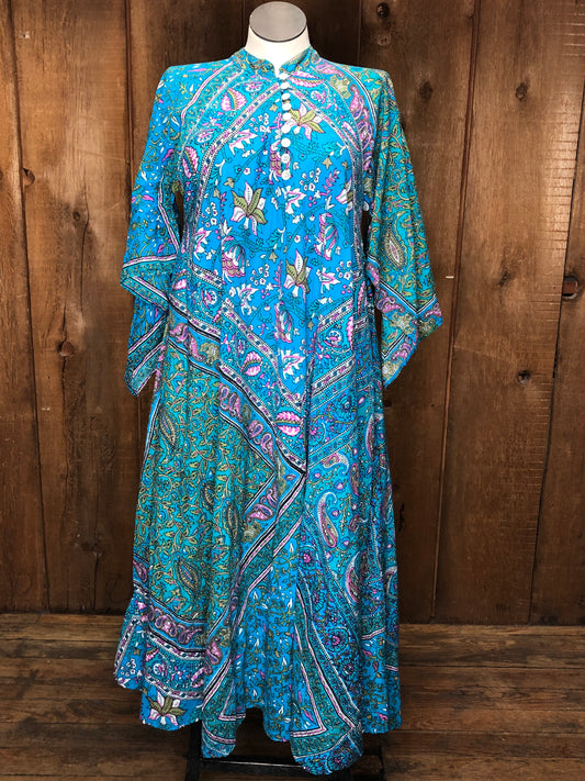 70s Hampstead Bazaar Paisley Maxi Dress      M/L