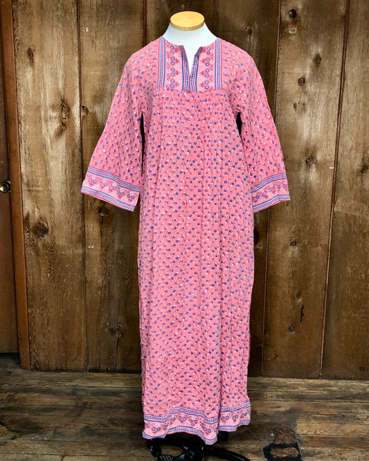 70s Ramona Rull Pink Floral Peasant Dress     M