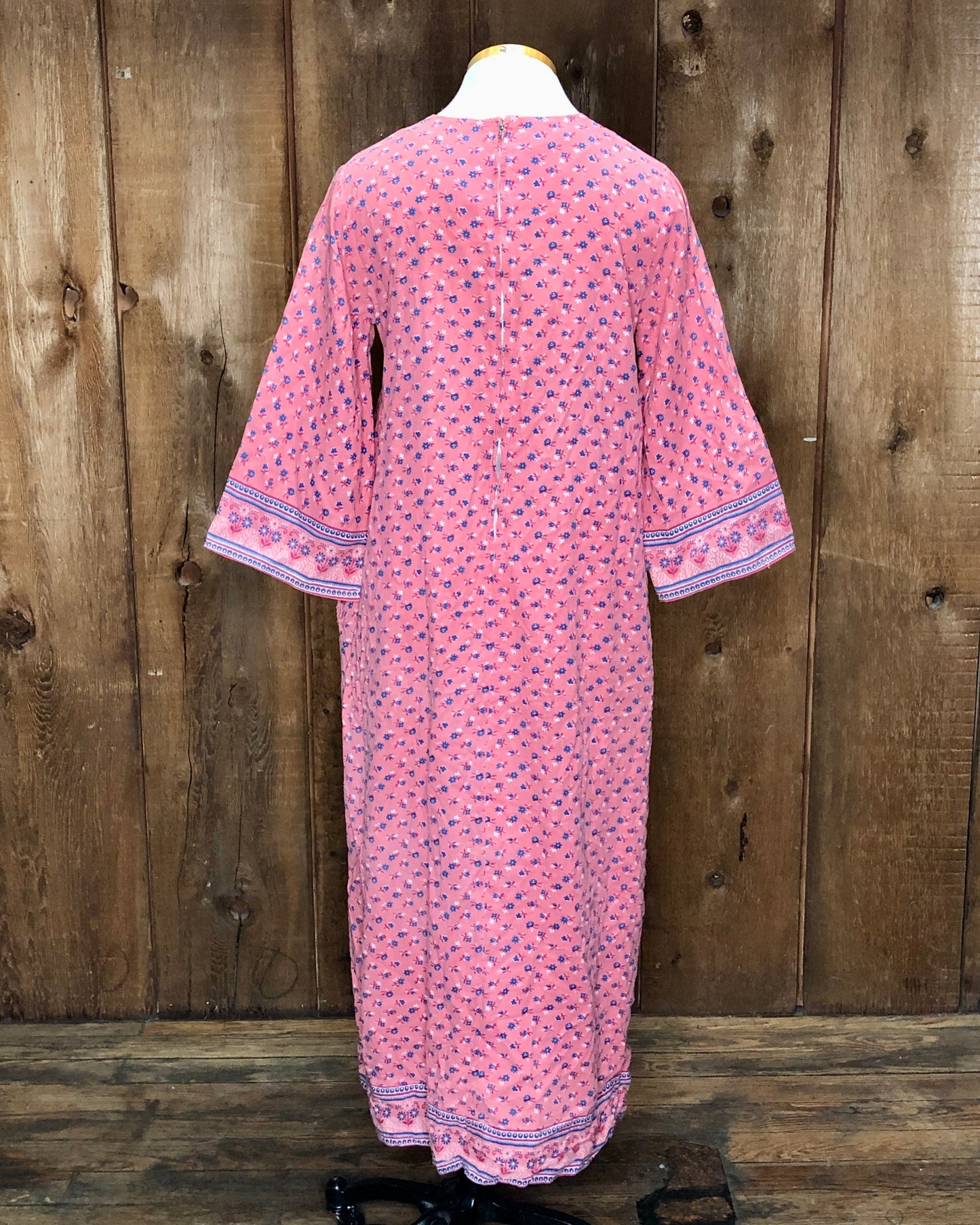 70s Ramona Rull Pink Floral Peasant Dress     M