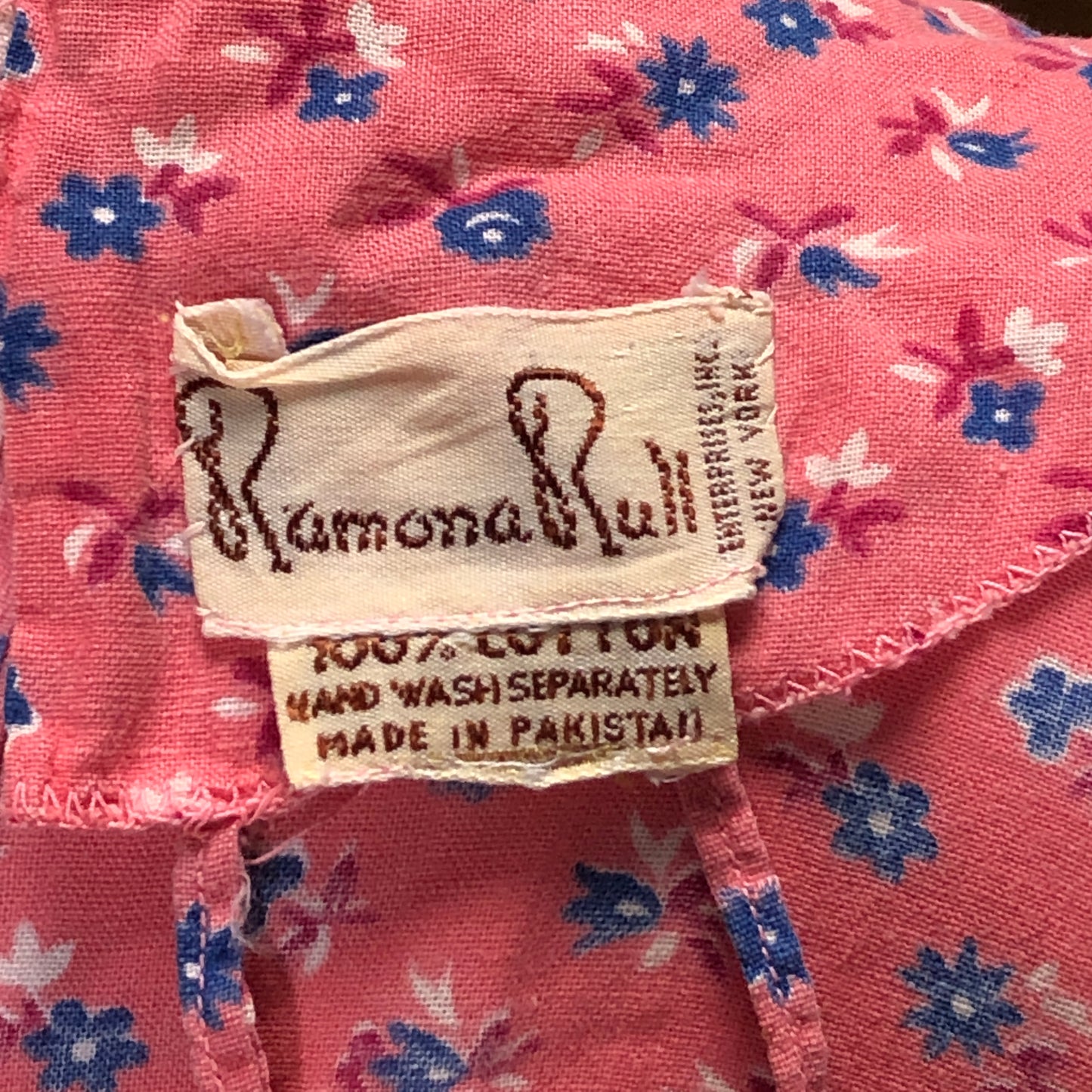 70s Ramona Rull Pink Floral Peasant Dress     M