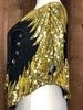 90s Tan Chho Blk/Gold/Blue Silk Butterfly Top     S/M