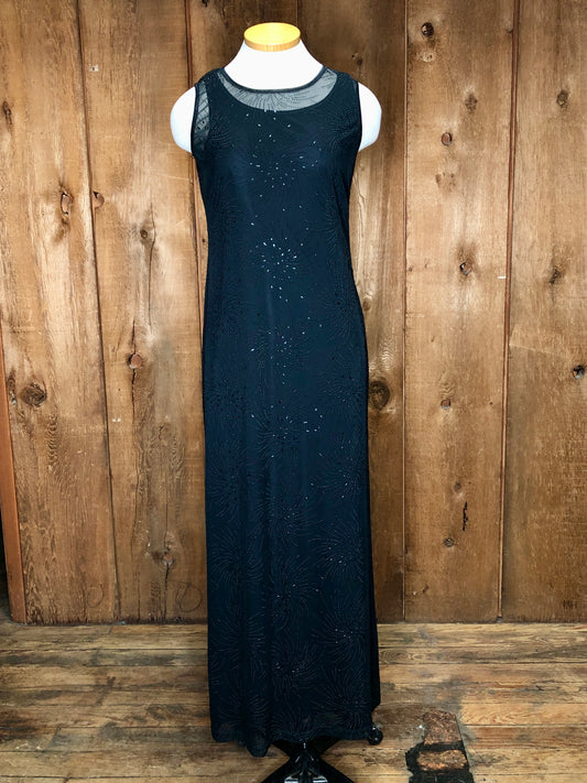 90s Byer Studio Black Sheath Maxi Dress    S/M