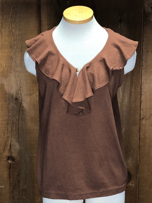 90s Headliners Brown Ruffle Tank Top       L
