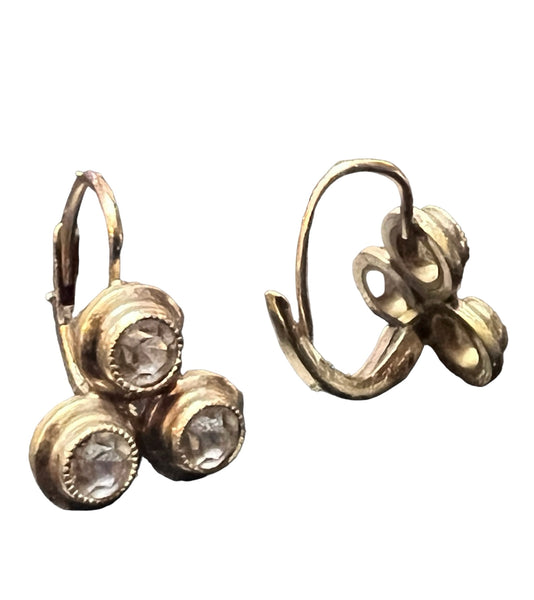 Antique Rolled Gold TriStone Earrings