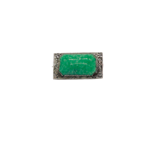 60s Amazonite & Sterling Rectangle Brooch