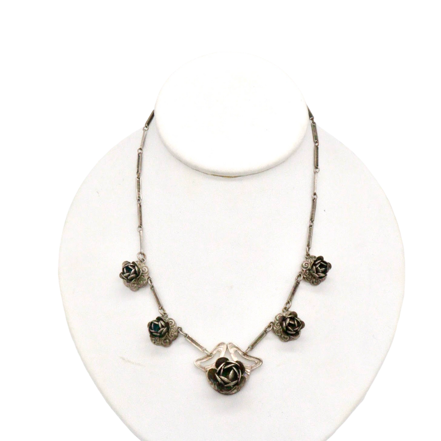 70s Deco Style Roses Necklace