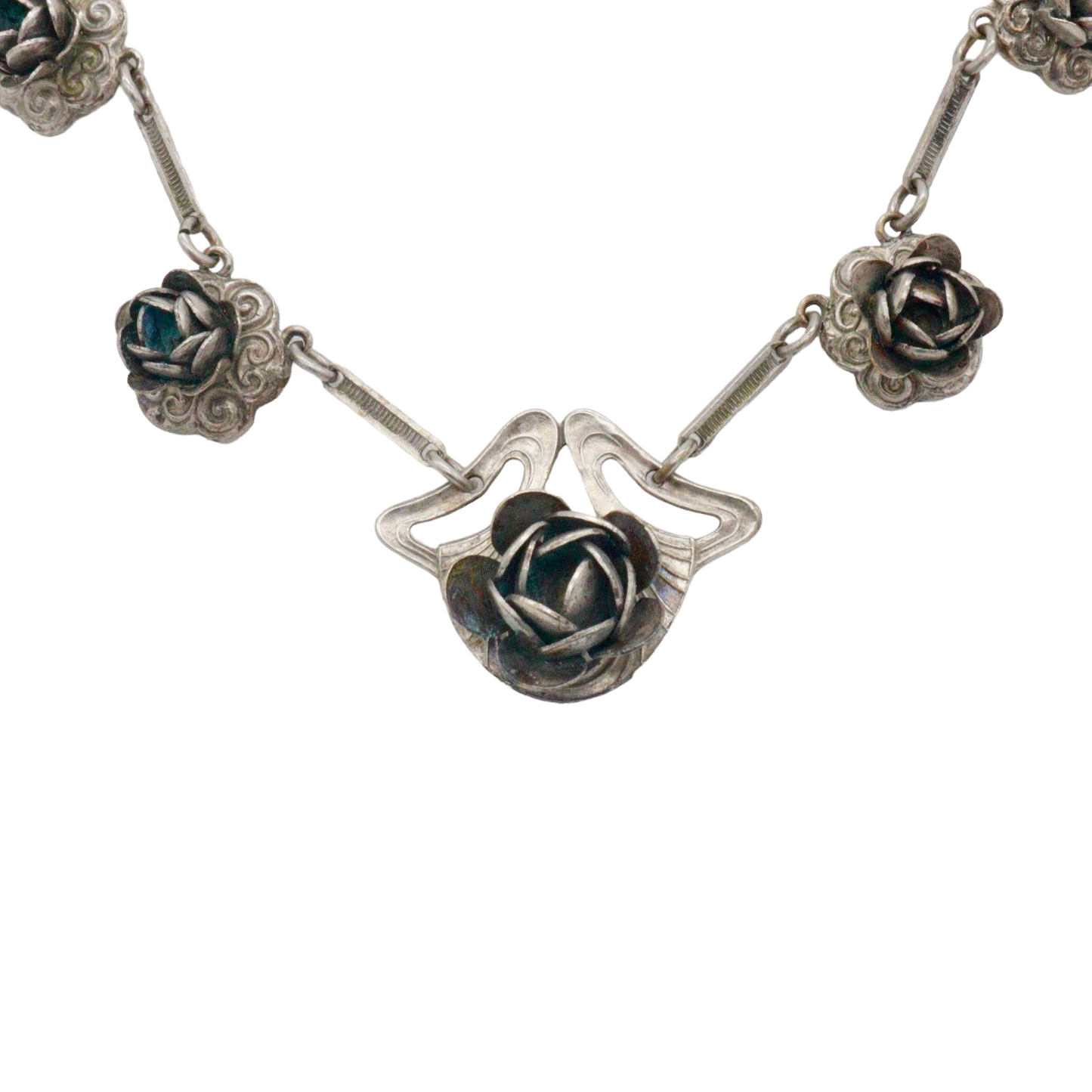 70s Deco Style Roses Necklace