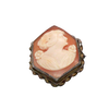 60s Carved Shell Hexagon Cameo Sterling Plate