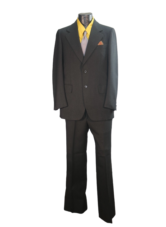 70s Italian Black Wool Suit          w35