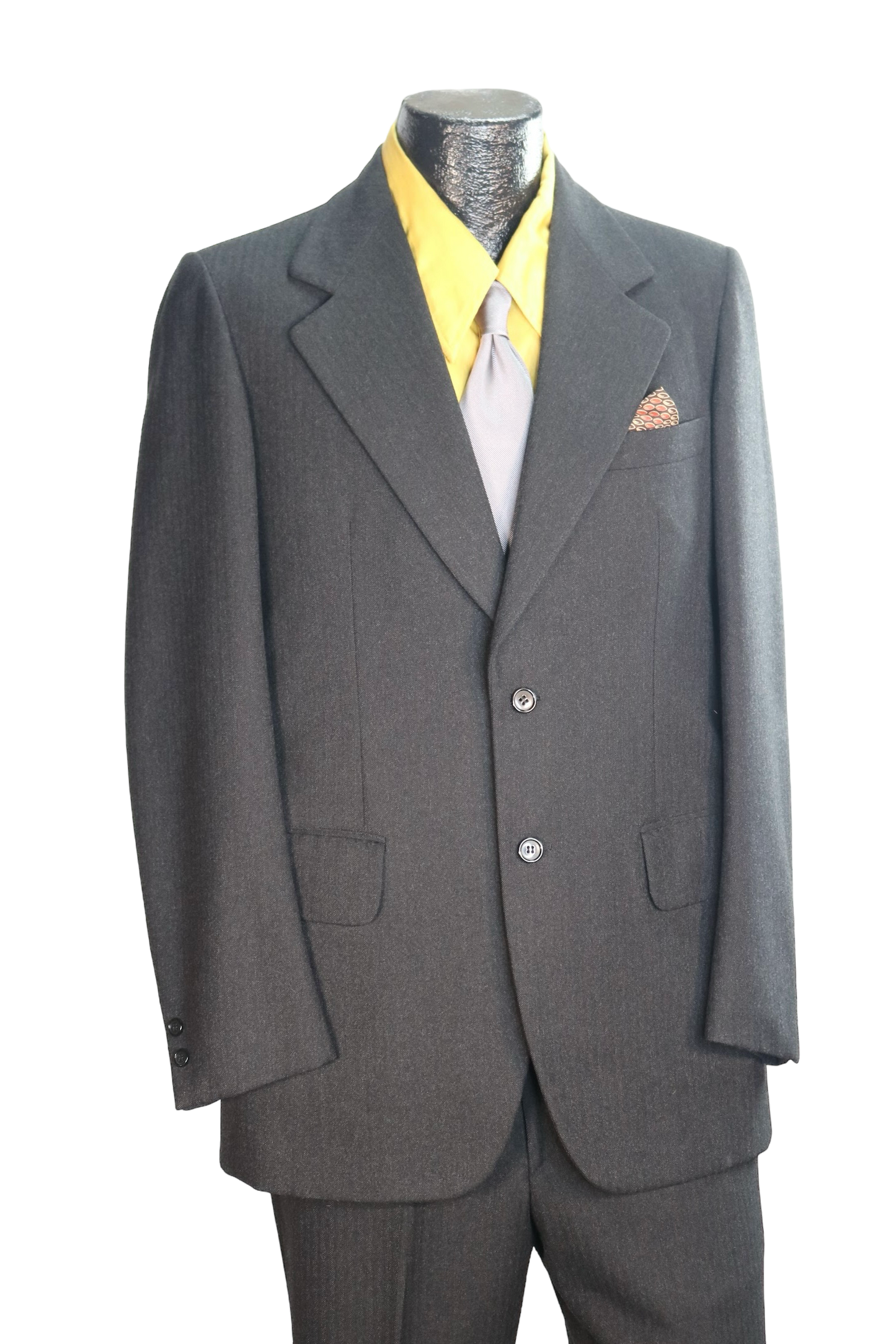 70s Italian Black Wool Suit          w35