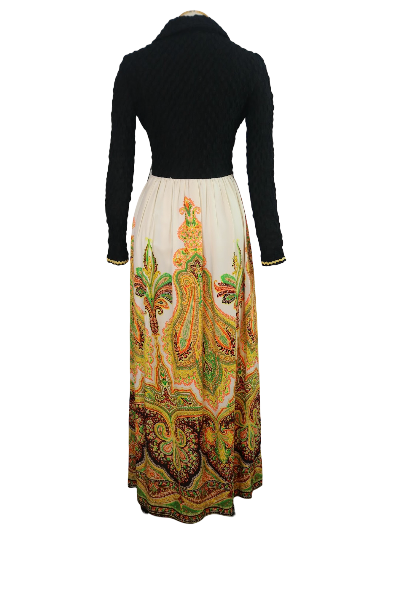 60s Parade Blk/Wht/Yellow Paisley Dress          w28