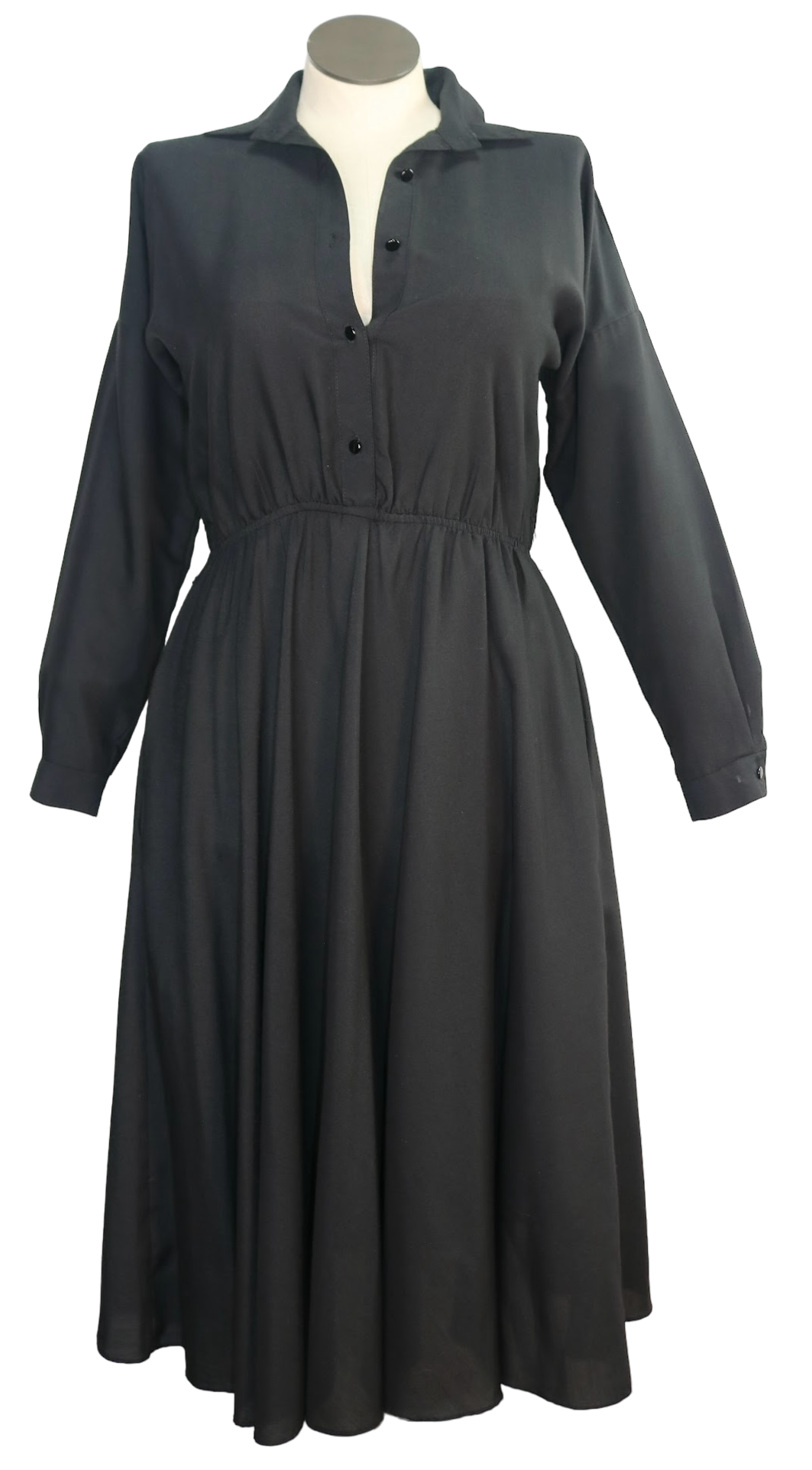 80s Black "The American Shirt Dress" Dress       M