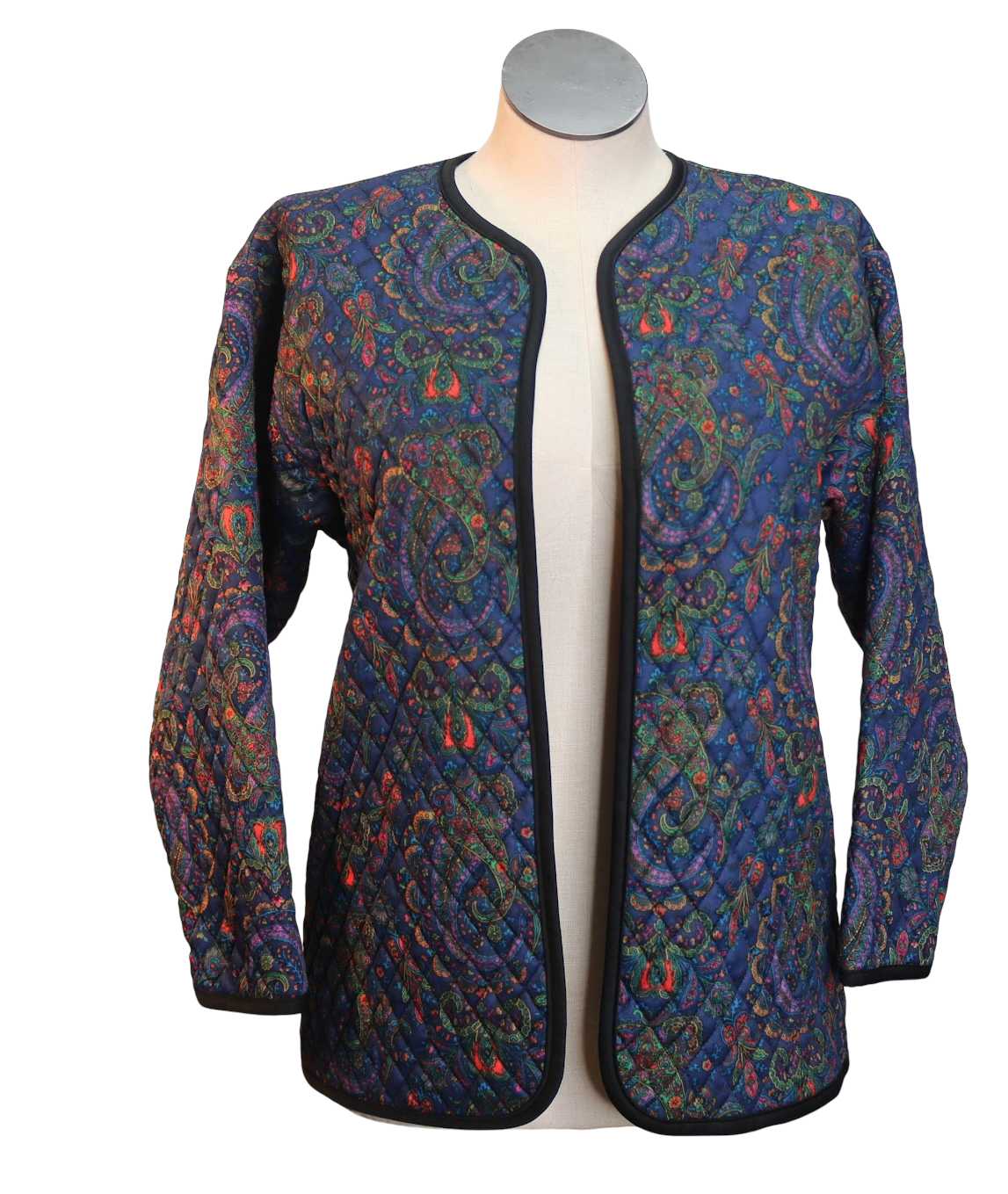 80s Haband Blue Paisley Quilted Jacket     M