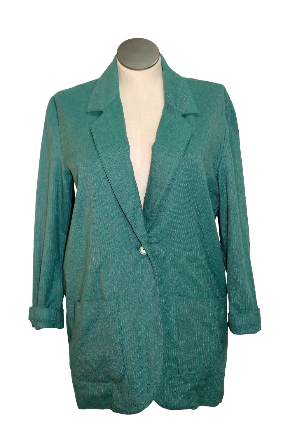 80s Handmade Teal Pinstripe Blazer      M/L