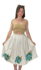50s  Dot & Turquoise Rose Circle Skirt       w26