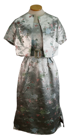 60s Cheongsam Style Slvr Dress Set    w29