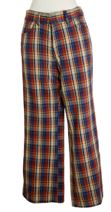 70s Woven Plaid Blue/Yellow Pant      w30