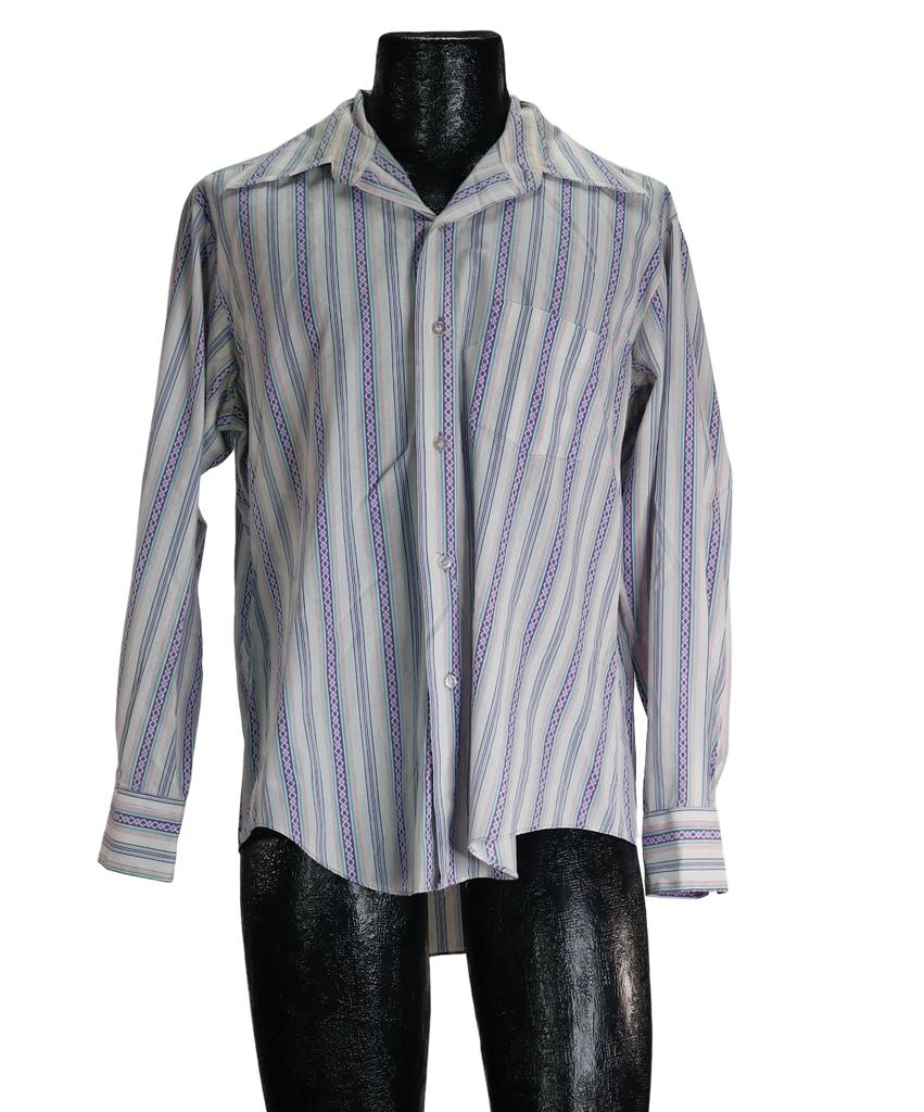 70s KMart Prpl Striped Shirt         XL