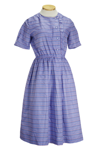 80s Joynono Purple Striped Button Front Dress   S