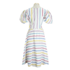 80s Plaza South Rainbow Stripe Mutton Sleeve Dress  w28