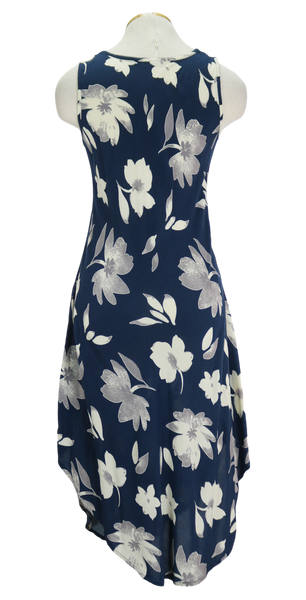 90s Navy & Ivory Floral Sundress      S