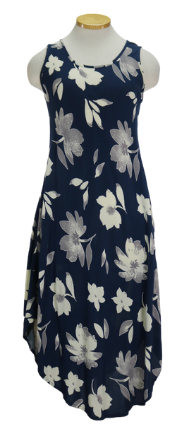 90s Navy & Ivory Floral Sundress      S