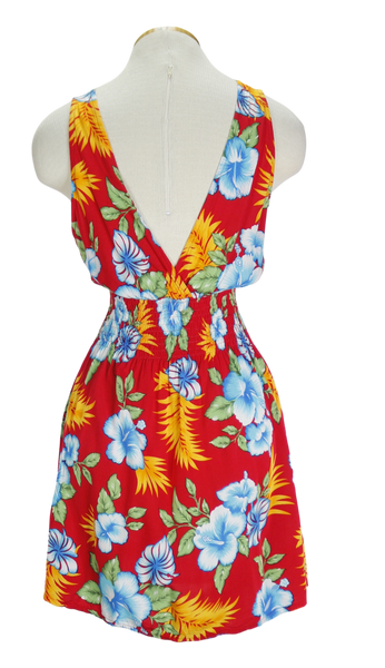 90s Hula Bay Red Tropical Dress    w25-38