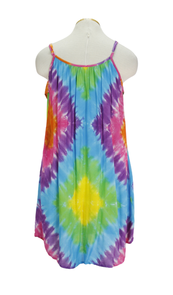 90s Peaceful People Neon Mini Sundress      S