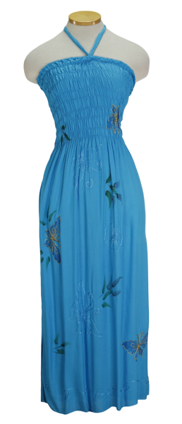 Y2K Cerulean Halter Midi Sundress      M