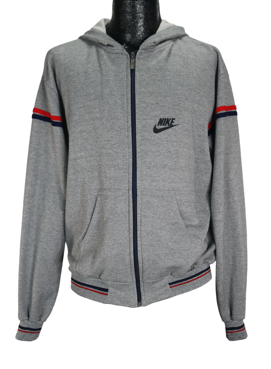 80s Nike Heather Gray Zip-Up Hoodie     L
