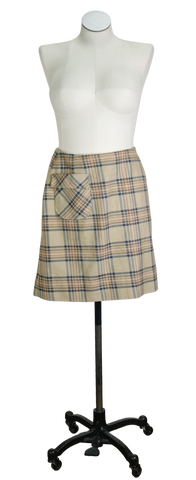 70s Queen Casuals Yellow Plaid Skirt       w30