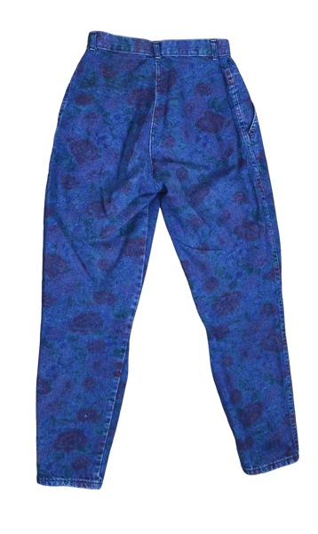 80s Chic Rose Printed Denim Jeans   w27