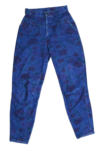 80s Chic Rose Printed Denim Jeans   w27