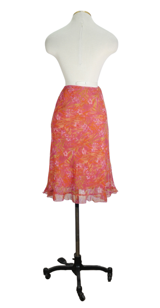 90s StudioY Orange Floral Skirt          S