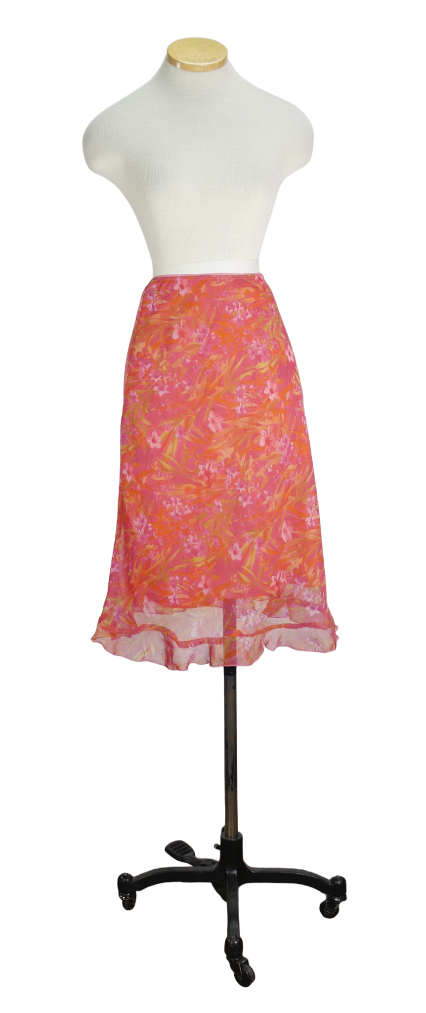 90s StudioY Orange Floral Skirt          S