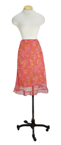 90s StudioY Orange Floral Skirt          S