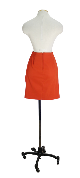 90s Orange Fitted Mini Skirt    w27