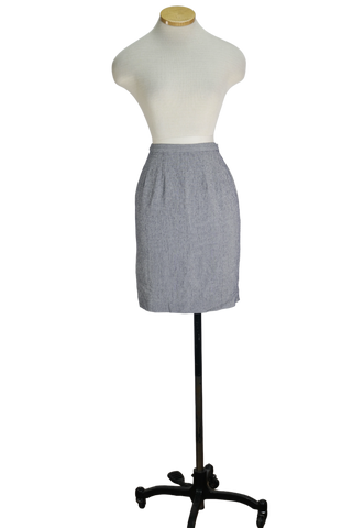 90s Virgo Navy Blue Checkered Pencil Skirt    S