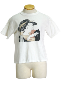 80s White Japanese Geisha Tee   M