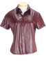 90s Anxiety Cafe Burgundy Wet Look Top    M