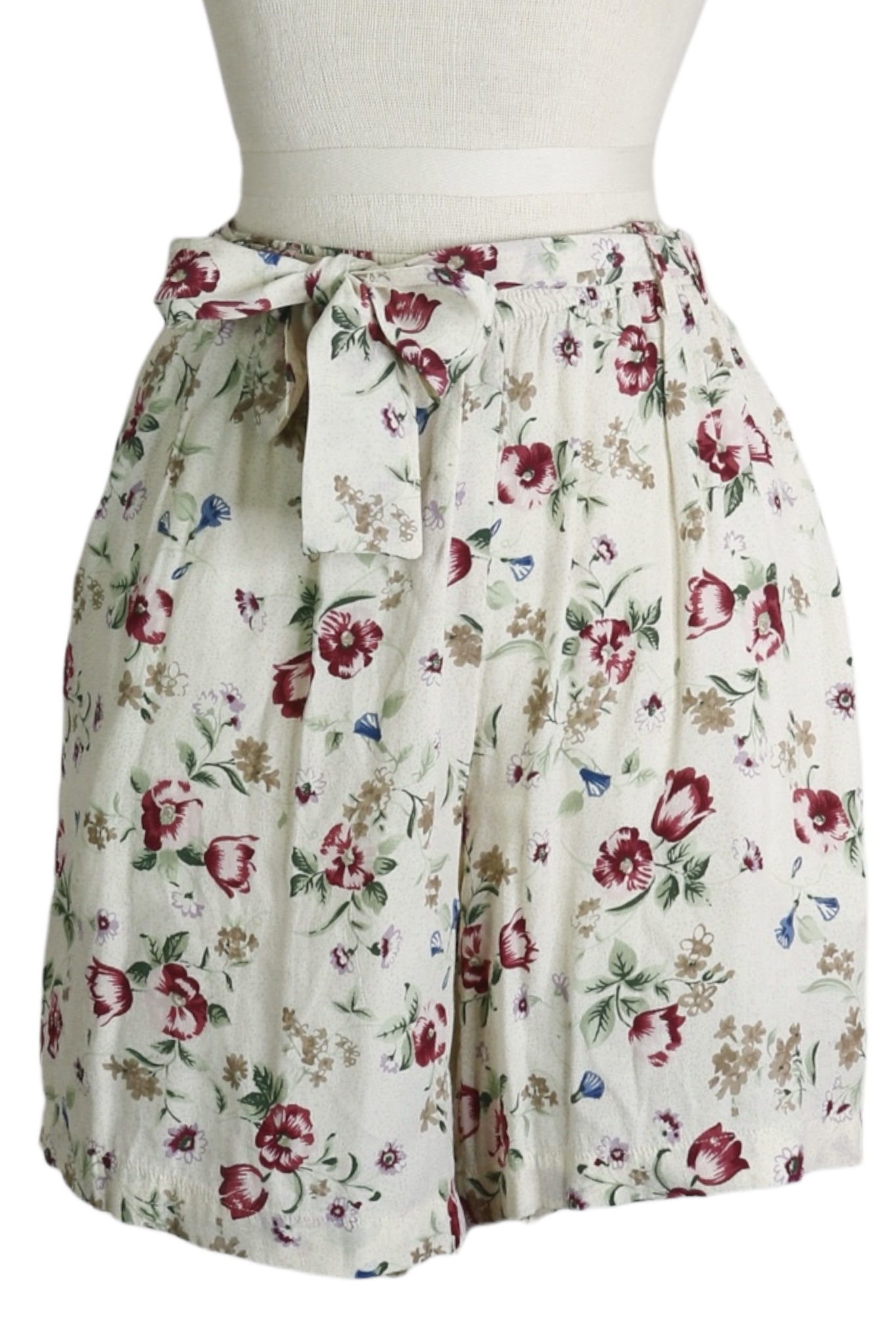 80s Gina Peters Cream Floral Shorts     M