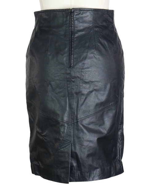 90s Chia Leather Midi Skirt    w30