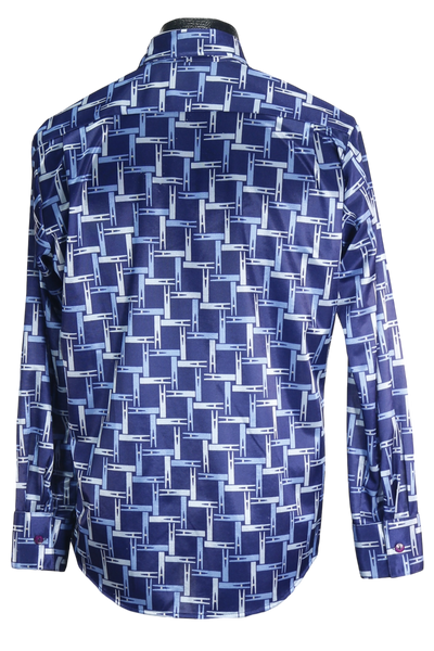 90s BCE Blue Geo Print Club Shirt           M