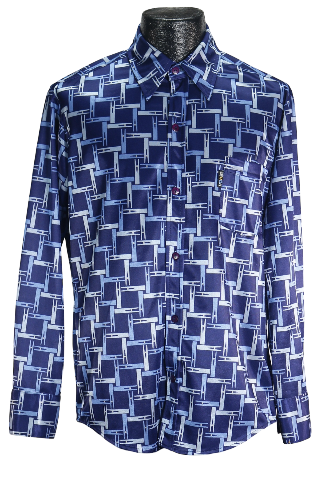 90s BCE Blue Geo Print Club Shirt           M