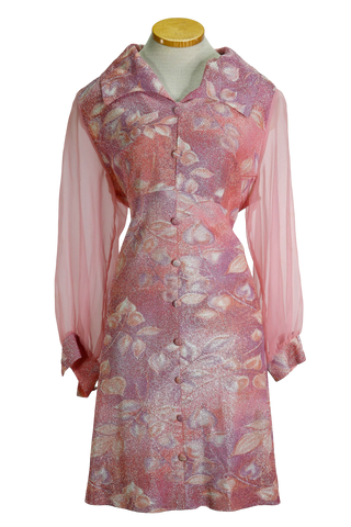 60s Pink Tinsel Mod Dress       w36