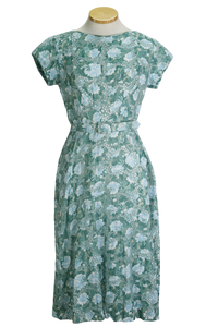 60s Sidney Kramer Blues Eyelet Dress w/ Belt      w30