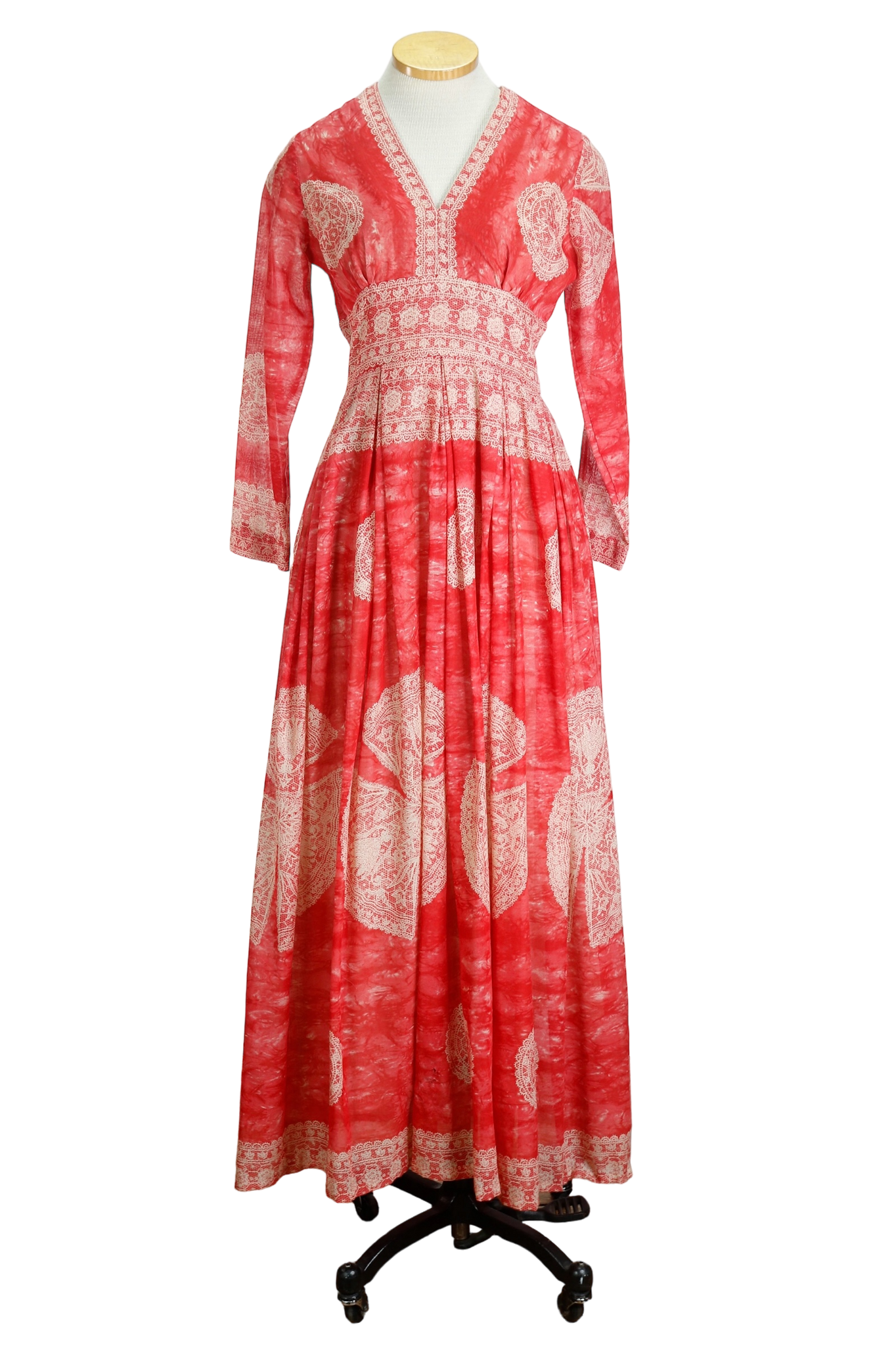 70s Avalon Red Paisley Boho Maxi Dress     w29